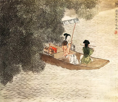 仇英作品《吹箫引凤》