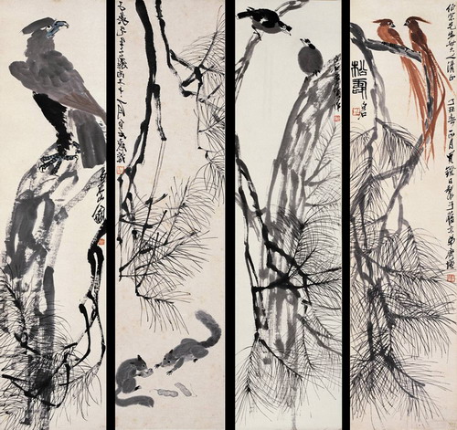 齐白石：《花鸟四屏》