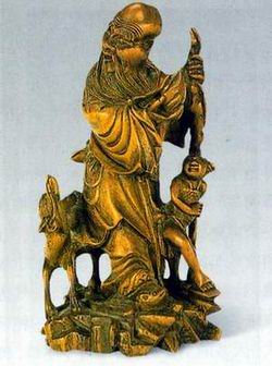 黄杨木雕寿星摆件