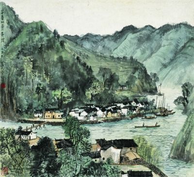 家家都在画屏中(中国画) 李可染