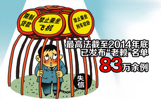 最高法截至2014年底已发布&ldquo;老赖&rdquo;名单83万余例