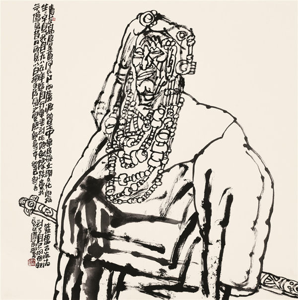 杨晓阳 白描人物 68cm×68cm 2014年