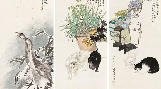 任伯年 花鸟三屏 成交价:1265万元