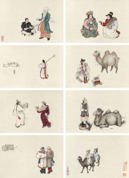 孙宗慰 蒙藏人物册(八开) 成交价:356.5万元