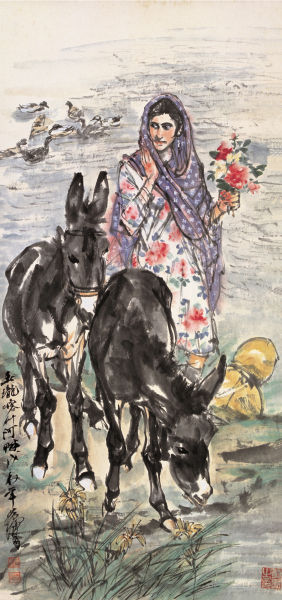 黄胄《民族风情人物十屏》之六