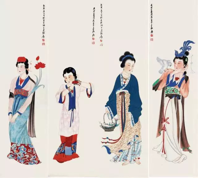 国画名家张大千笔下的仕女