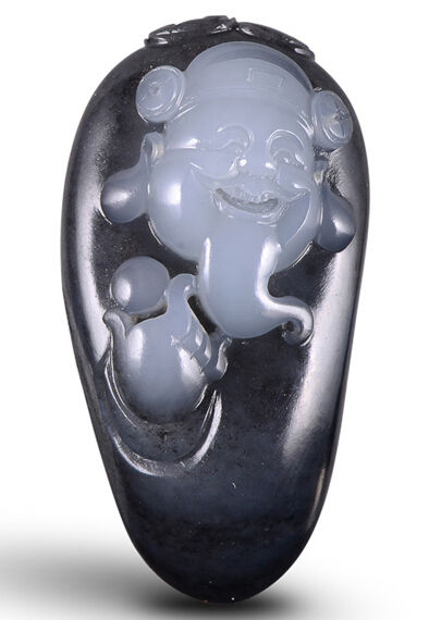 00854 万伟 和田青花籽料财神挂件 00854 万伟 和田青花籽料财神挂件