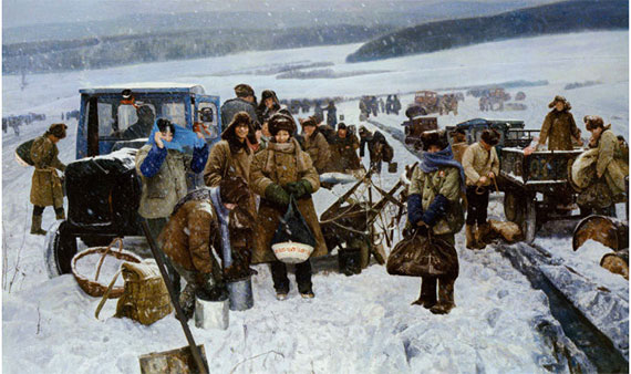 陈宜明 《青春记忆·知识青年上山下乡》 布面油画 2009年作