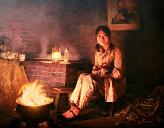 王国斌《养猪姑娘》