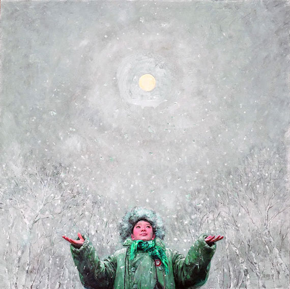 王亚卿知青题材油画《太阳雪》