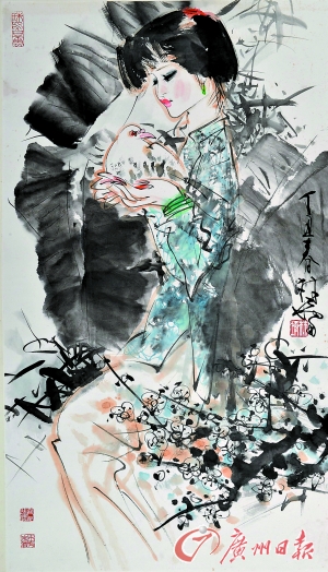 林墉 梅花仕女图