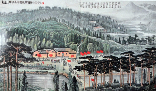 李可染《韶山》1974年作，2012年拍出1.24亿。
