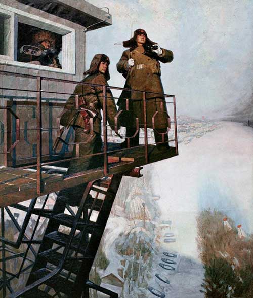 沈嘉蔚的作品《为伟大祖国站岗》 布面 油画 189×158cm 1974年作  这幅作品2009年在拍卖会上拍出795万元。