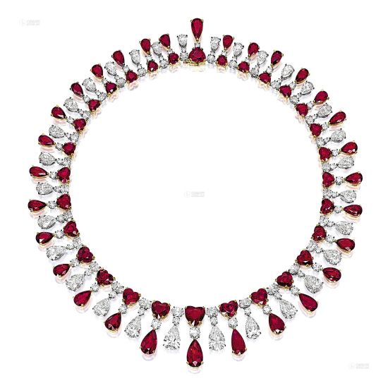 红宝石配钻石项链,2014年香港苏富比拍卖成交7740万港元