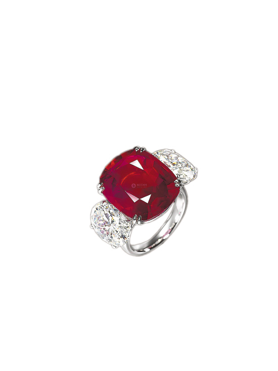 20.09克拉枕形天然莫桑比克无经处理红宝石钻石戒指,2015年天成国际拍卖成交1593万港元