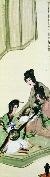 傅抱石《拨阮图》