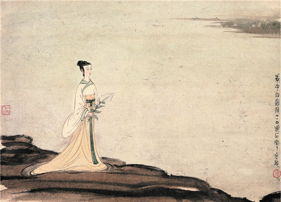 傅抱石《湘君》 