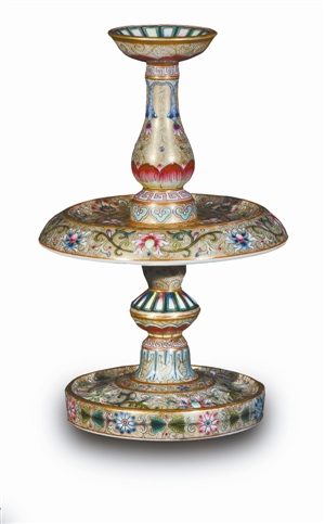 清乾隆珐琅彩描金缠枝莲纹烛台赏析