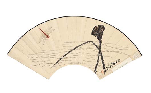 《莲蓬蜻蜓》 纸本设色