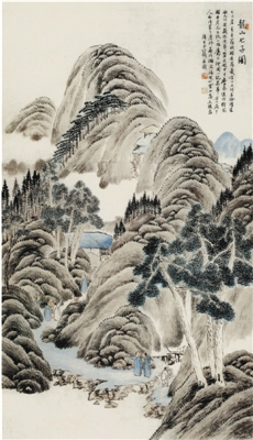 时流诽之 齐白石几绝笔山水画