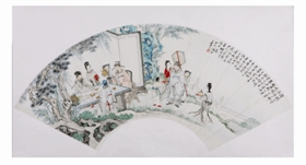 《四相簪花图扇》以人物为主反映历史风情