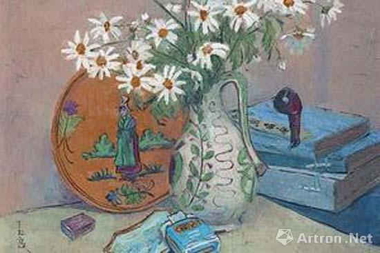 鉴赏潘玉良画作《野菊花和线装书》