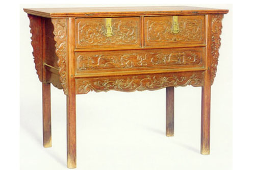 明代黄花梨螭纹联二橱 上海博物馆藏