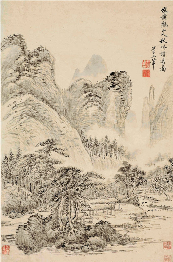 王翚 仿王蒙秋林读书图 苏州博物馆藏