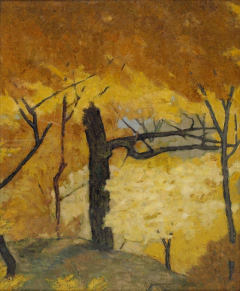 《香山之秋》，作者：庞薰琹，创作时间：1962，规格：46×38cm，材质：亚麻布