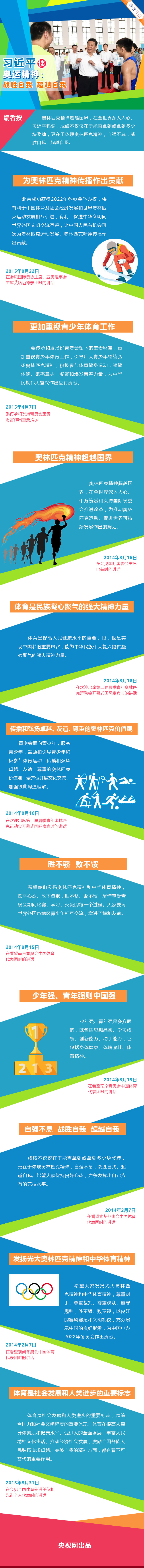 习近平谈奥运精神：战胜自我 超越自我 
