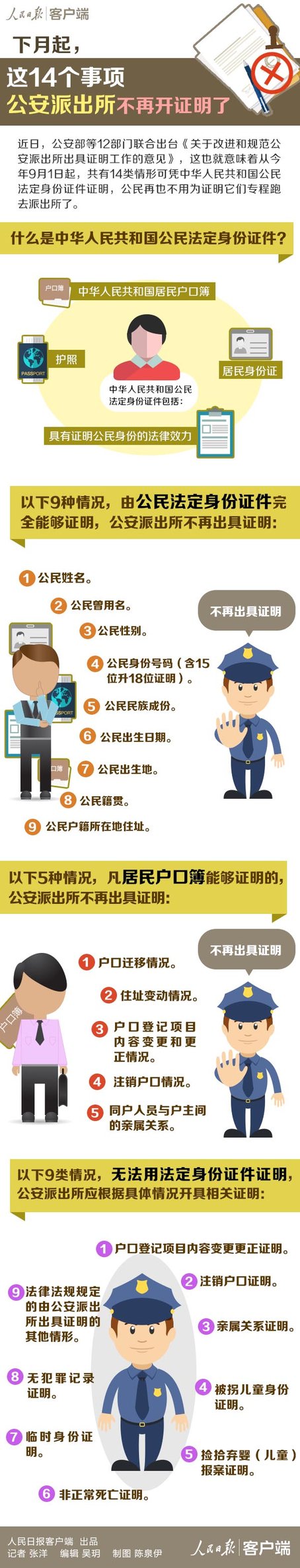 公安派出所下月起不再出具14个事项证明