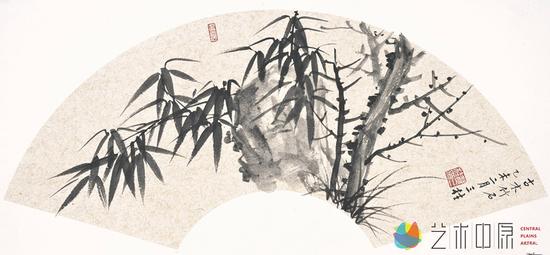 雒三桂作品《古木竹石》