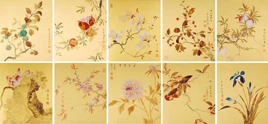 周午生 花卉果蔬（十开） 42X36 纸本册页