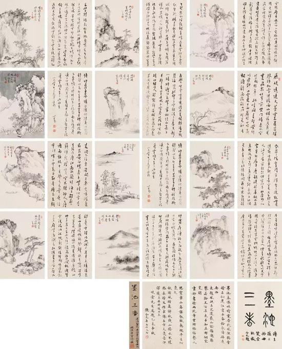 溥儒 《墨池三香》

　　1955年作

　　纸本册页（十二开）&nbsp; 尺寸：28×19cm×24