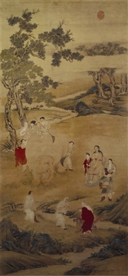 清代丁观鹏《弘历洗象图》，北京故宫博物院藏