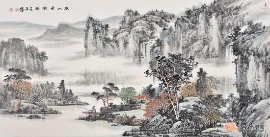 林德坤山水画作品《溪山垂钓图》 收藏 装饰字画作品(作品来源：易从网)