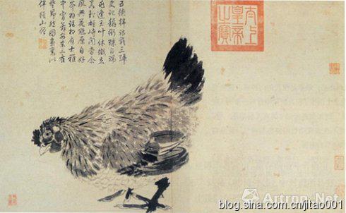 明 沈周《写生册》之“鸡图”