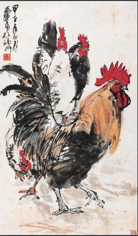2014保利春拍黄胄《大吉图》，96×57cm，成交于207万元
