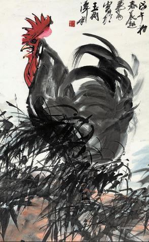 2014嘉德秋拍黄胄《大吉图》，100×62cm，成交于57.5万元