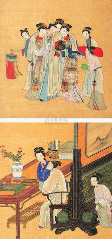 1995年香港佳士得春拍18世纪《春宫图》12开册页，34×31.5cm，估价25-35万港元