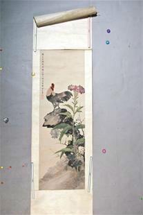 &nbsp; 清代张敔花鸟轴