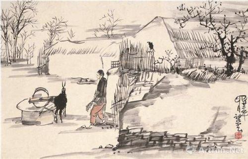 幽静的山村 43x65cm 1933年