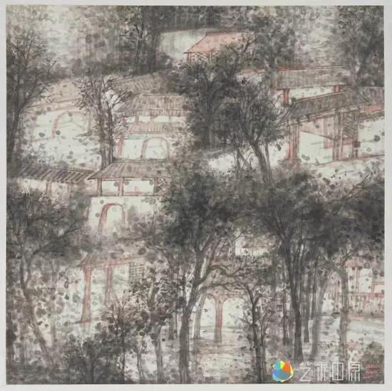 《雨寺》（河南省第十二届美展二等奖）137X137cm