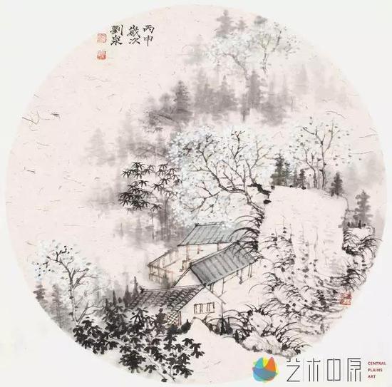 山水团扇二 &nbsp;43X43cm