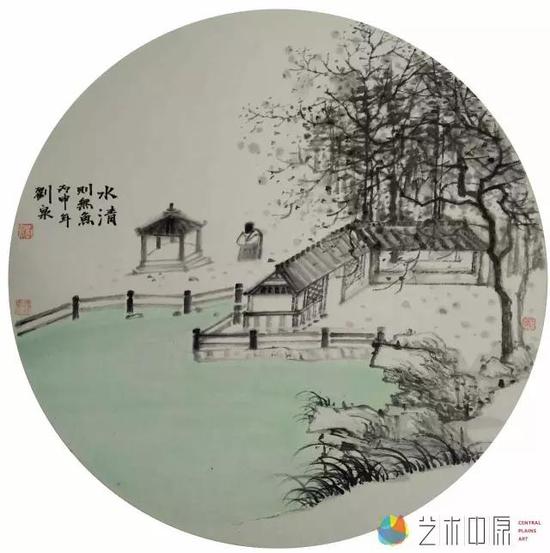 山水团扇五 &nbsp;43X43cm