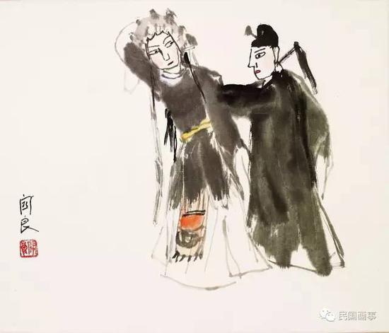 关良 《贵妃醉酒》,镜框,设色纸本,38×45cm