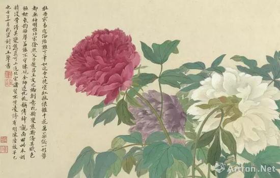 恽寿平 《牡丹册》 纸本设色画 28.5X43cm