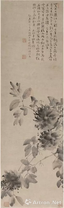 明 徐渭《水墨牡丹图》花鸟画立轴