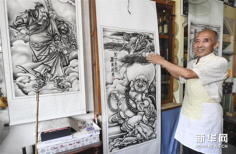 河北枣强：古法碳粉画“喜”传承