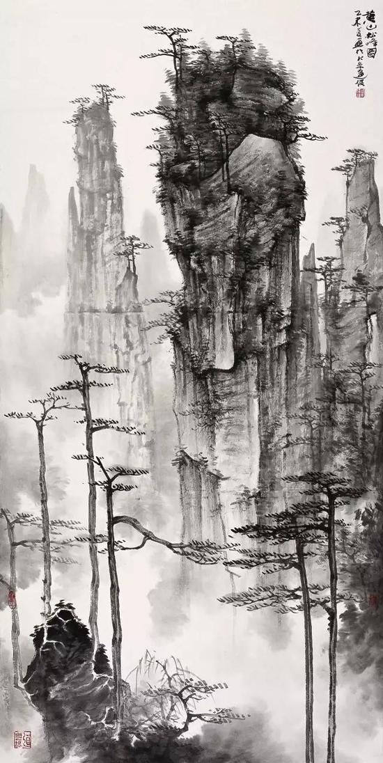 《黄山松峰图》  96x178cm